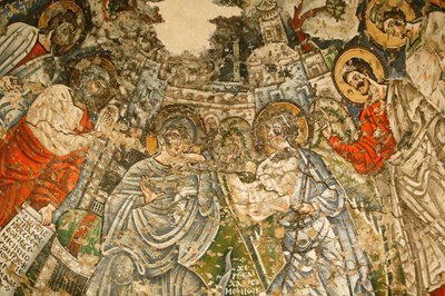 Holy Virgin and Saint John, Kame Coptic Monastery: 9th c. Fresco: The Annunciation. Mary is Surrounded by Prophets Moses, Isaiah, Ezekiel, and Daniel, Egypt by Unbekannt