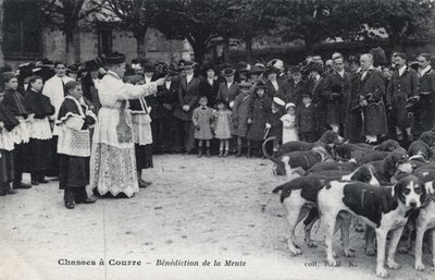 Hunting: blessing of the pack of dogs - Postcard late 19th-early 20th century by Unbekannt