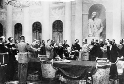 In the Name of Peace, Depicting the Signing of the Treaty of Friendship, Alliance, and Mutual Assistance Between the Soviet Union and the Chinese People by Unbekannt