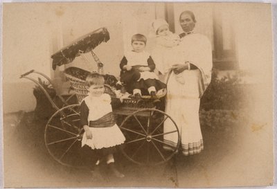Indian ayah with her European charges, c 1870 by Unbekannt