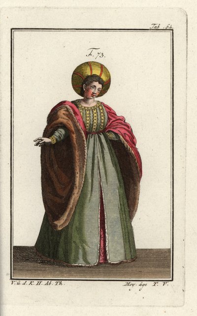 Italian Noblewoman in Courtly Dress with Fur-Lined Coat by Unbekannter Künstler