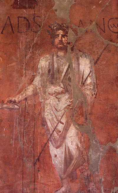 Italy: Archaeological Site of Pompeii at the Foot of Vesuvius: Wall Fresco by William M. Timlin