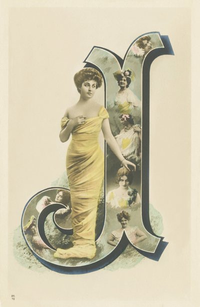 Photo-portrait of a woman standing with a yellow drape by Unbekannt