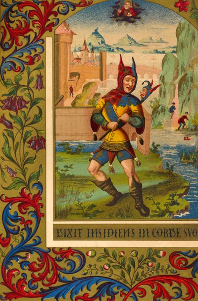 Jester - portrait of a medieval court fool after 15th century miniature by Unbekannter Künstler