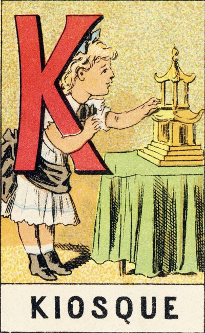 K: Kiosk - Engraving from ABCD of Little Girls. Pellerin & Cie, Epinal, c.1890 by Unbekannt