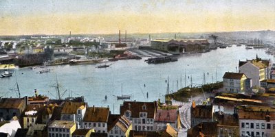 Kiel, Germany - view of the dockyard from the Nicolaikirche by Unbekannter Künstler