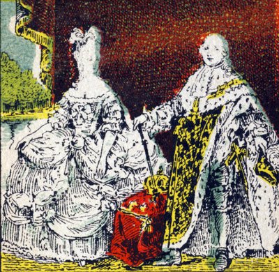 King Louis XVI of France and Queen Marie Antoinette. Engraving in 