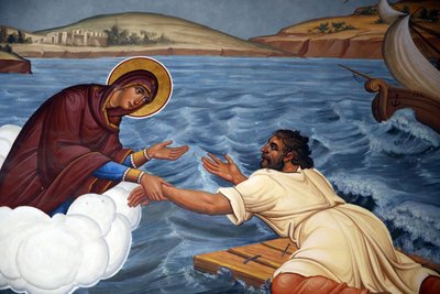 Virgin Mary Rescuing a Shipwrecked Sailor by Unbekannt