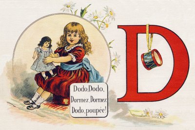 Letter D: Sleep, Doll. Engraving in "ABC L
