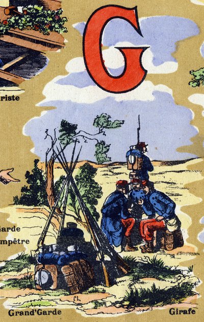 Letter G as the great guard of the army. Illustrated alphabet. Imageries reunited in Jarville-Nancy, early 20th century by Unbekannt