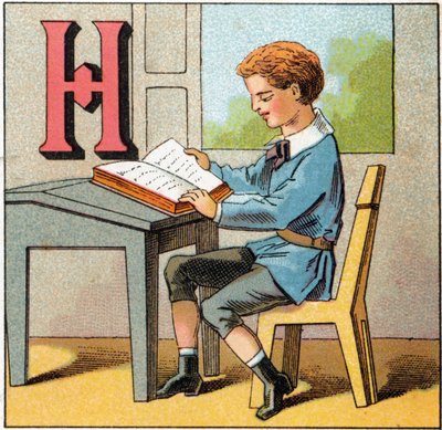 Letter H as history of France. Engraving in "Alphabet des petits ecoliers". Imaging of Epinal, circa 1885 by Unbekannt