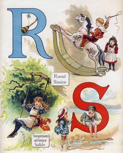 Letter R & S: Raoul and Rosine, Air suspension and sand. Engraving in "ABC L