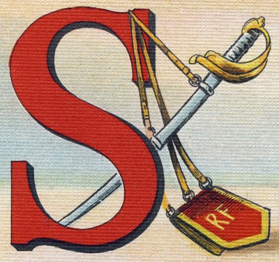 Letter S: Sabre. Engraving in 