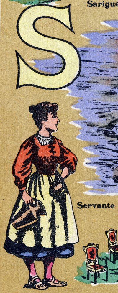 Letter S as a maid. Illustrated alphabet. Imageries reunited in Jarville-Nancy, beginning of the 20th century by Unbekannt