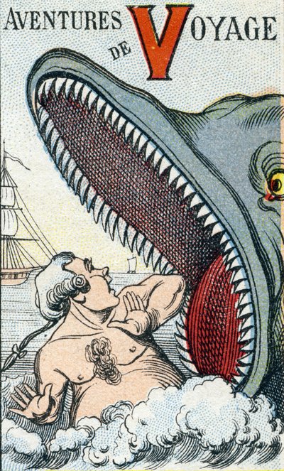 Letter V: Travel Adventures. Engraving in 