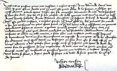 Letter from King Edward IV to Francis II, Duke of Brittany, asking for help in the recovery of his kingdom, written at Saint-Pol, 9 January by Unbekannt
