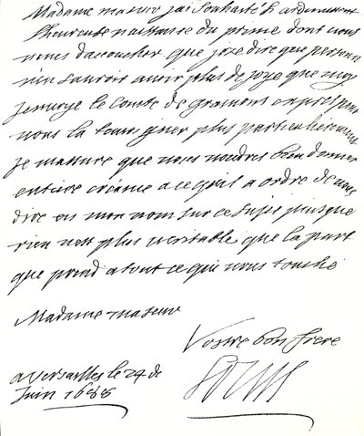 Letter from Louis XIV to Mary of Modena, congratulating her on the birth of a prince, James Edward, Prince of Wales by Unbekannt