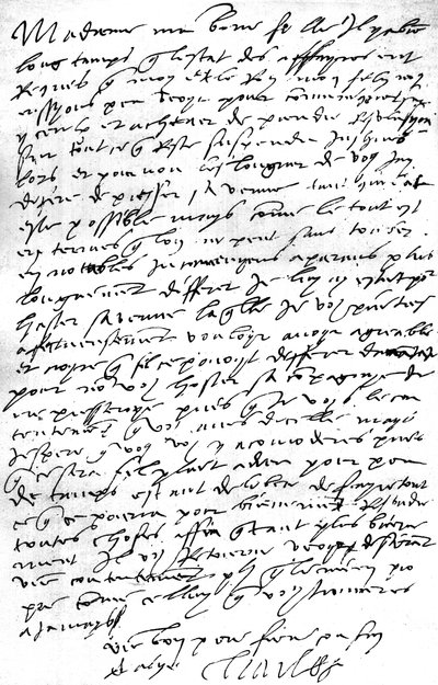 Letter, in French, from Emperor Charles V. to his daughter-in-law, Queen Mary I of England, expressing his desire to see his son King Philip, her husband, in order to consult with him about affairs, expressing regret for the necessity of depriving her of h by Unbekannt