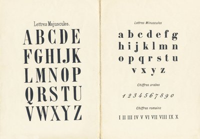 Uppercase, Lowercase, Arabic and Roman Numerals - Engraving from ABCD of Little Girls. Pellerin & Cie, Epinal, c.1890 by Unbekannt