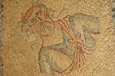 Roman mosaic of old man with beard & wreath, Libya by Unbekannt
