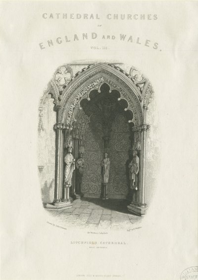 Lichfield Cathedral - West Doorway (engraving) by Unbekannt