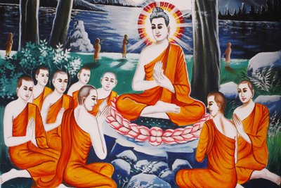 Life of the Buddha: Questioning Buddha Trained His Disciples in the Art of Questioning, Siem Reap, Cambodia by Unbekannt