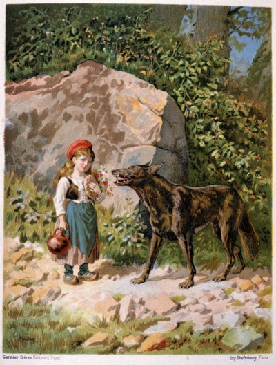Little Red Hood and the Wolf, Late 19th Century (Illustration) by Unbekannter Künstler