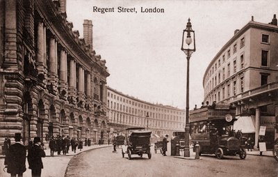 London - Regent Street with Early Trams and Cars (Postcard) by Unbekannter Künstler