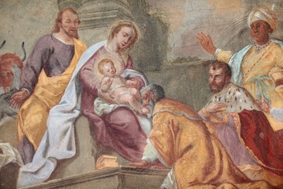 Jesus and Magi Fresco by Unbekannt