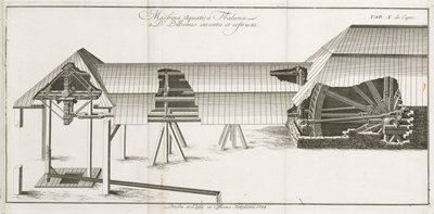 Machine operated by a water wheel, for transporting stones by Unbekannt