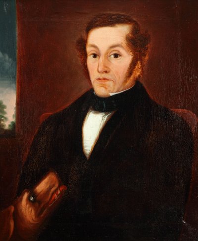 Man with Dog and Bowtie 1825 by Unbekannter Künstler