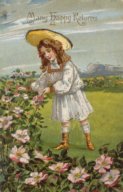 Many Happy Returns, Victorian birthday card by Unbekannter Künstler