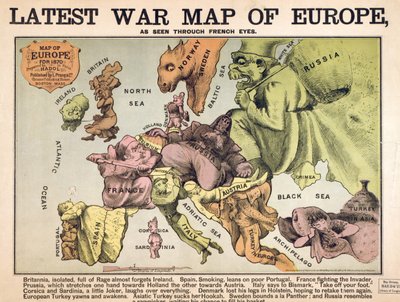 Map of Europe characterising the rival super powers by Unbekannter Künstler
