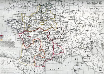 Map of France at the times of King Charles VI by Unbekannter Künstler