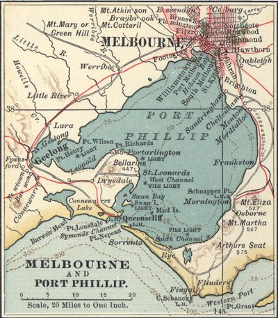Map of Melbourne, c.1900 by Unbekannter Künstler