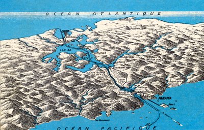Map of Panama Canal by Unbekannter Künstler