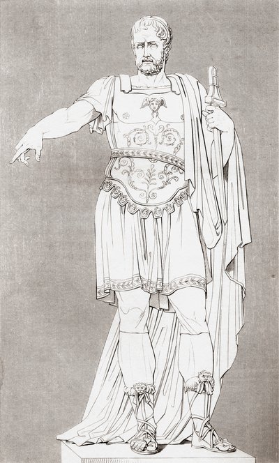 Marcus Furius Camillus (c. 446 – 365 BC), Roman Soldier and Statesman, from The Historic Gallery of Portraits and Paintings, Published 1808 by Unbekannt