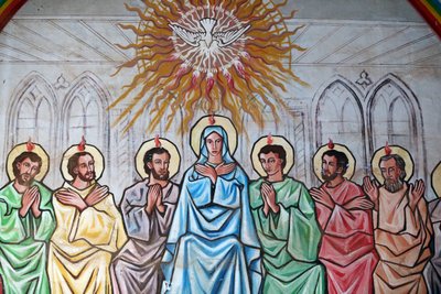 Marian sanctuary Our Lady of the Lake: The Holy Spirit descending on the Virgin Mary and the Apostles, Togo by Unbekannt