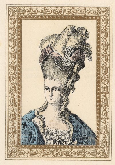 Marie Antoinette, wife of King Louis XVI of France, in elaborate hairstyle crowned with ribbons and pearls by Unbekannter Künstler