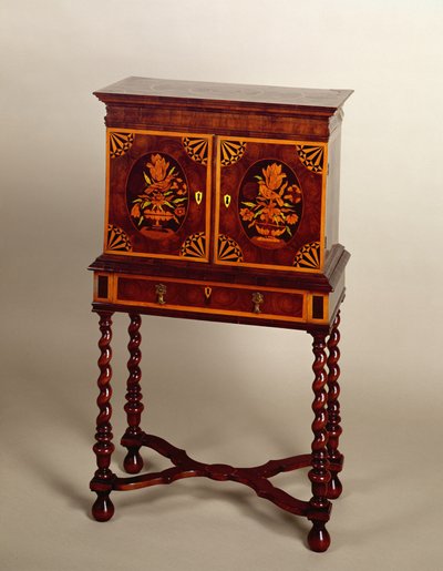 Marquetry cabinet on stand, walnut veneered, late 17th century by Unbekannt