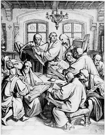 Martin Luther Translating the Holy Bible from Latin to German by Unbekannter Künstler