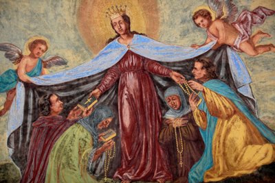 Mary fresco in Loreto Church, Prague, Czech Republic by Unbekannt