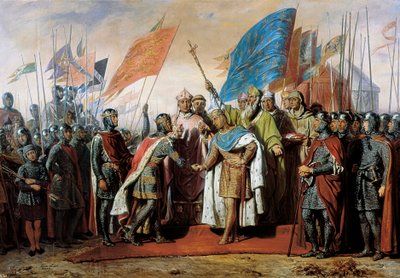 Meeting between Philip II King of France and Henry II King of England at Gisors, 21 January 1188 by Unbekannt