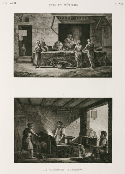Metals, Copper Coppersmith and blacksmith, Egypt, c 1798 by Unbekannt