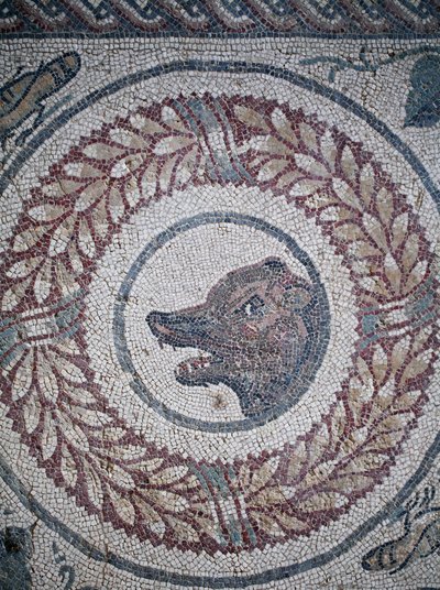 Mosaic of the peristyle. Detail representing a bear