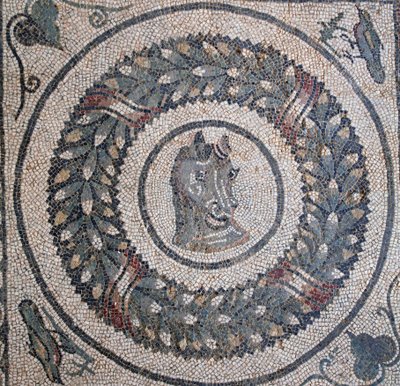 Mosaic of the peristyle. Detail representing a horse