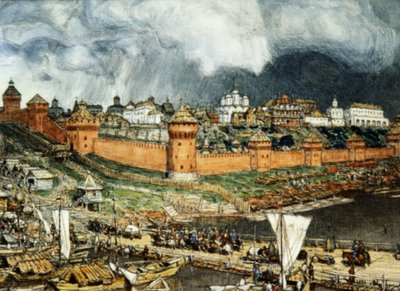 Moscow Kremlin During the Reign of Ivan III (Ivan the Great) in the 16th Century by Apolinary Vasnetsov (1921) by Unbekannter Künstler