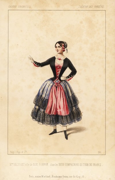 Mrs. Elisabeth Augustine Bressant as Nini Pompon in les Deux Compagnons du Tour de France, Theatre des Varietes by Unbekannter Künstler
