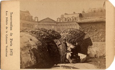 Two Communards Posing Near the Debris of the Fallen Column of Place Vendome in Paris by Unbekannt