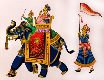 Mural painting in the old town, Udaipur, Rajasthan, India by Unbekannter Künstler